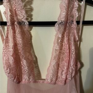 Frederick's of Hollywood vintage 90s Pink Lace Chemise